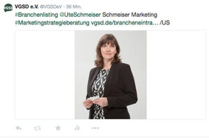 Beispiel-Tweet zu Brancheneintrag von Ute Schmeiser
