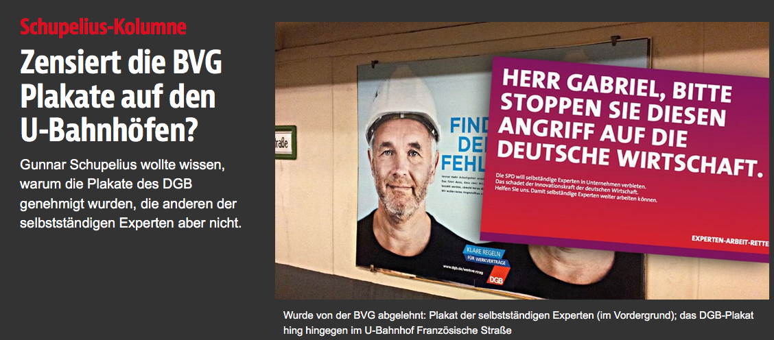 Politische Zensur Dgb Darf Plakate Aufhangen Selbststandige Nicht Vgsd Selbststandig Vereint