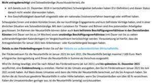 Hier findest du weitere Hinweise. Besonders wichtig: Du musst eigeninitiativ im zweiten Halbjahr 2021 eine Endabrechnung vornehmen (voraussichtlich wieder über dieses Portal). Falls du das nicht machst, musst du die Förderung komplett zurückbezahlen!