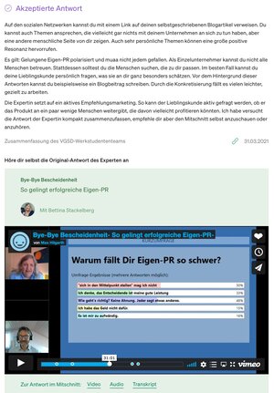 "Frag den VGSD": Bei Fragen aus VGSD-Talks findest du die Zusammenfassung der Experten-Antwort und (als Vereinsmitglied) direkt das Video, Audio und Transkript