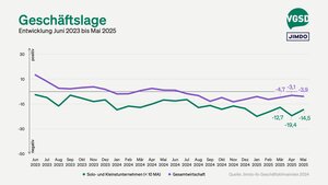 Geschäftslage von Solo- und Kleinstunternehmer/innen versus Gesamtwirtschaft