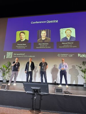 Eröffnung der Freelance Unlocked durch Thomas Maas, Marc Clemens und Manuel Maurer.