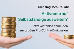 Am Dienstagabend machen wir uns in einer Online-Diskussion dafür stark, die Aktivrente auch für Selbstständige zu öffnen. Bist du dabei? 