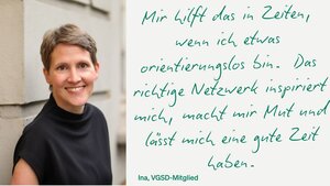 Ina Hartmann, gerade Mitglied geworden, kommt zum ersten Mal zum Netzwerktreffen und freut sich schon sehr.
