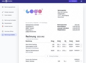 In easy-e-invoice lassen sich E-Rechnungen direkt im Browser erstellen. Eine Registrierung ist nicht nötig.