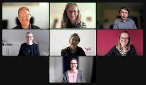 Lauter fröhliche Gesichter vor dem Rechner – die Stimmung beim morgendlichen Netzwerktreffen des VGSD Hamburg war prima! 