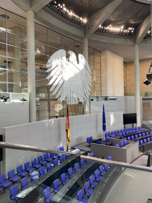 Der dem ursprünglichen Bonner Bundesadler nachempfundene Adler des Bundestags