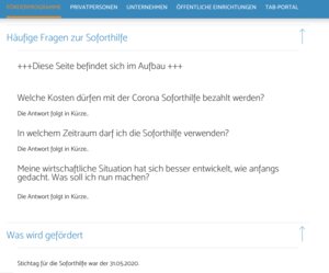 Website der Thüringer Aufbaubank, Screenshot vom 01.11.20
