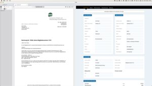Der Quba-Viewer zeigt bei einer ZUGFeRD-Rechnung PDF- und XML-Inhalte nebeneinander
