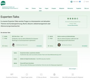 Die neue Talks-Seite - obere Hälfte, Screenshot