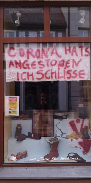 Dieser Schuhladen in Eberswalde schließt aufgrund der Corona-Krise.