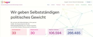 Wir geben Selbstständigen politisches Gewicht: Mit dieser Mission begrüßt die neue BAGSV-Website ihre Besucher/innen.