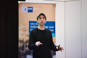 Jimdo-CEO Matthias Henze bei seinem Vortrag