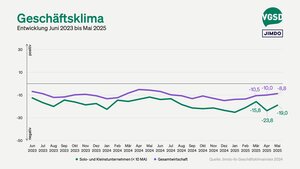 Geschäftsklima von Solo- und Kleinstunternehmer/innen versus Gesamtwirtschaft