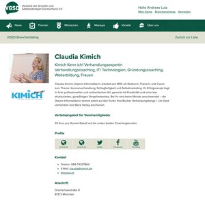 Branchenprofil vor Relaunch (am Beispiel von Claudia Kimich)