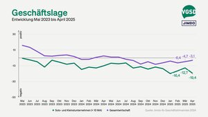 Geschäftslage von Solo- und Kleinstunternehmer/innen versus Gesamtwirtschaft