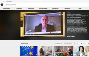 Der Bundestag hat auf seiner Startseite mit diesem Foto von Andreas über die Ausschusssitzung berichtet