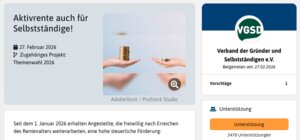 <em>So sieht unsere Themenseite bei Abstimmung21 aus. Mit einem Klick auf den orangefarbenen Button "Unterstützung" stimmst du für eine faire Aktivrente ab – und bekommst automatisch auch die Möglichkeit, an der späteren Volksabstimmung teilzunehmen. Foto: Screenshot </em>