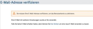 Da die Kommunikation mit dir ausschließlich per E-Mail erfolgen soll, wird zu deren Prüfung eine Bestätigungsmail an dich versendet.