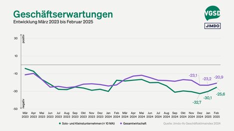 Geschäftserwartungen von Solo- und Kleinstunternehmer/innen versus Gesamtwirtschaft