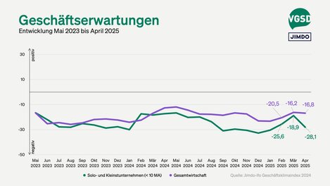 Geschäftserwartungen von Solo- und Kleinstunternehmer/innen versus Gesamtwirtschaft