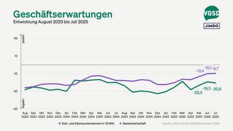 Geschäftserwartungen von Solo- und Kleinstunternehmer/innen versus Gesamtwirtschaft