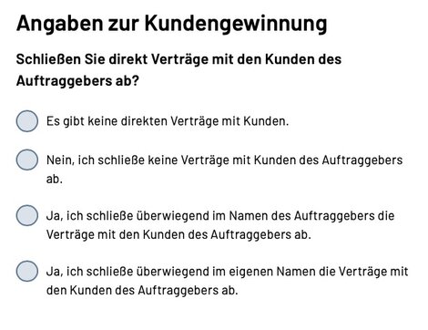 Bei einigen Fragen hatte die DRV offensichtlich die Zusammenarbeit mit Agenturen, Plattformen oder Vermittlern im Blick. 