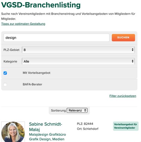 Branchenlisting auf Smartphone (vor Relaunch)