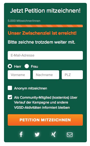 Nächstes Ziel: 15.000 Mitzeichner