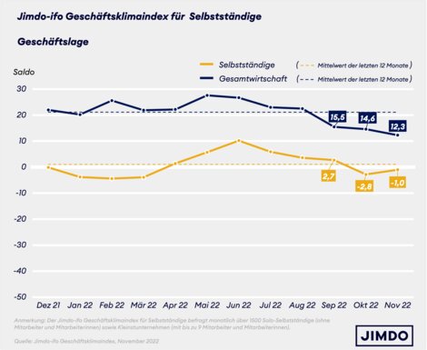 Geschäftslage von Solo- und Kleinstunternehmen versus Gesamtwirtschaft