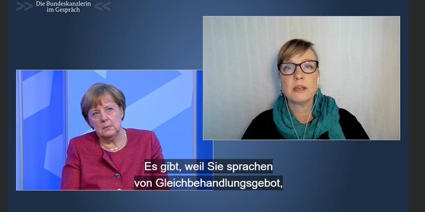 VGSD-Mitglied und Musikerin Christina Lux im Dialog mit der Bundeskanzlerin: „Ich bin Teil des Systems“