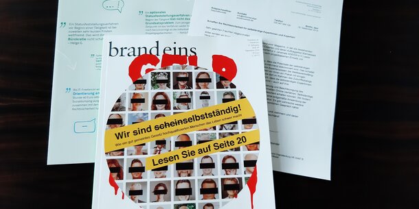 Mailingaktion: "brand eins" mit Bilder-Collage und Statements von VGSD-Mitgliedern an 600 Bundestagsabgeordnete geschickt