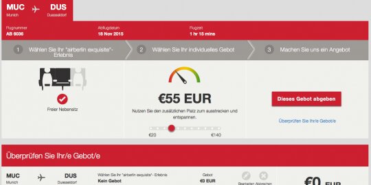 airberlin: Freier Nebensitz gewünscht? Machen Sie uns ein Angebot!