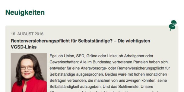 Neuerungen auf VGSD-Website: Sticky Posts, Presseschau, Druckfunktion, Permalink
