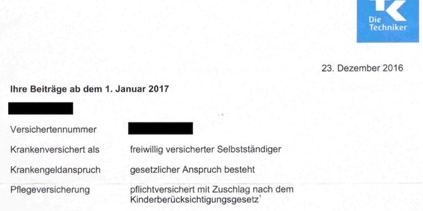 Für alle, die es nicht glauben: So sieht ein Bescheid über 35% Kranken- und Pflegebeitrag aus