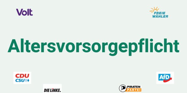Wahlprüfsteine zur Bundestagswahl Nr. 5 : Das sagen die Parteien zum Thema "Altersvorsorgepflicht"
