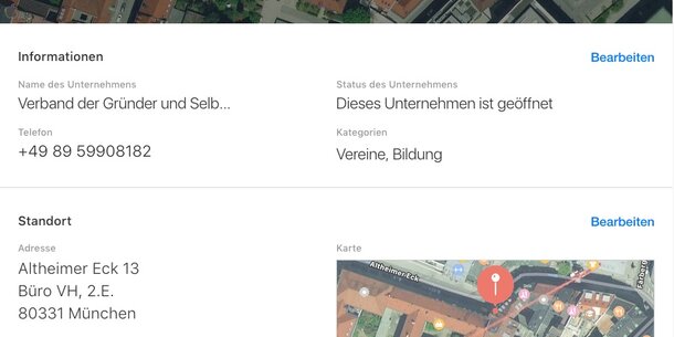 Kostenlose Werbung: Unternehmensdaten und -adresse bei "Apple Karten" eintragen
