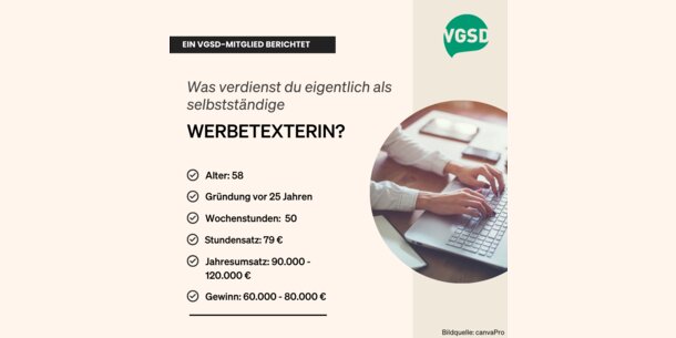 Wie viel verdient eigentlich eine selbstständige Werbetexterin? Hanna R. : "An meiner Selbstständigkeit gefällt mir mein Verdienst."