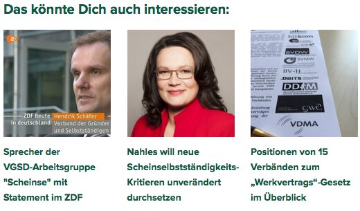 Neu auf VGSD-Website: „Das könnte Dich auch interessieren“