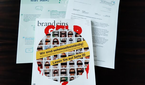 Mailingaktion: "brand eins" mit Bilder-Collage und Statements von VGSD-Mitgliedern an 600 Bundestagsabgeordnete geschickt