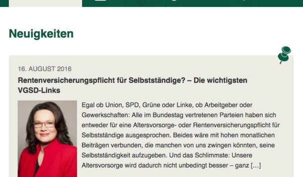 Neuerungen auf VGSD-Website: Sticky Posts, Presseschau, Druckfunktion, Permalink