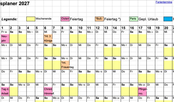Geschenk für Vereinsmitglieder: Jahresplaner 2026 und 2027 (für Excel, Google etc.)
