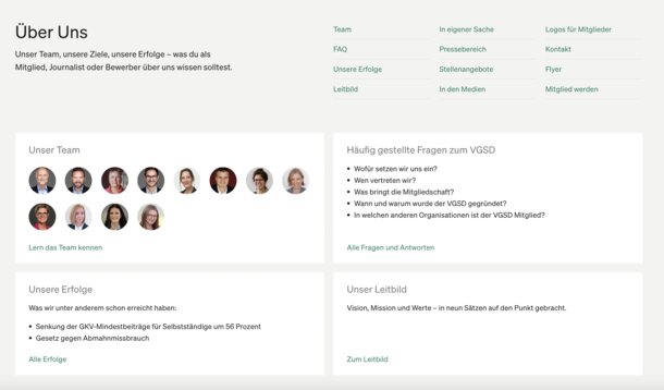 Neuer Bereich "Über uns": Hier erfährst du alles über den VGSD und unser Team