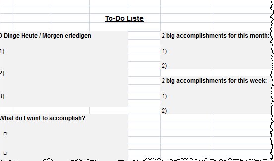 Kostenlos: ToDo-Liste auf einer Seite (Excel)