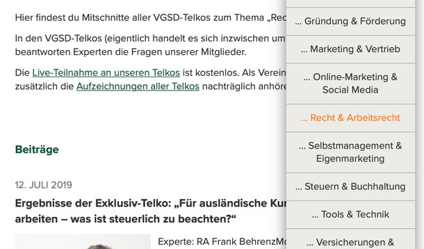 Mitschnitte zu VGSD-Telkos jetzt nach Kategorien getrennt abrufbar