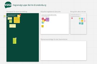 Am neuen virtuellen Schwarzen Brett hängen schon einige bunte Zettel - unter anderem mit Themenvorschlägen.