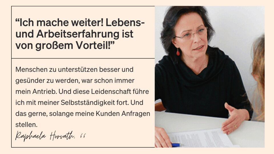 Raphaela ist sich sicher: Älterwerden ist in ihrem Beruf definitiv nicht hinderlich. Die zunehmende Lebenserfahrung hilft ihr, eine noch bessere Dozentin zu sein.