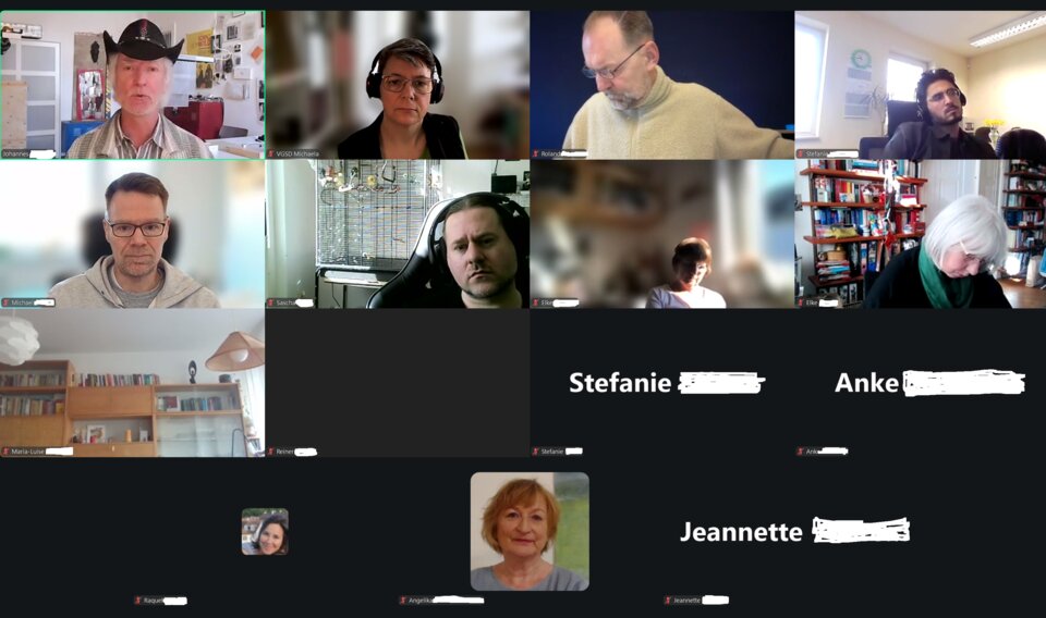 Die Teilnehmenden unserer Online-Werkstatt über Videos für Social Media. 