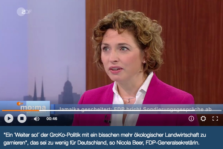 FDP-Generalsekretärin Nicola Beer bei ZDF mo:ma (Screenshot)
