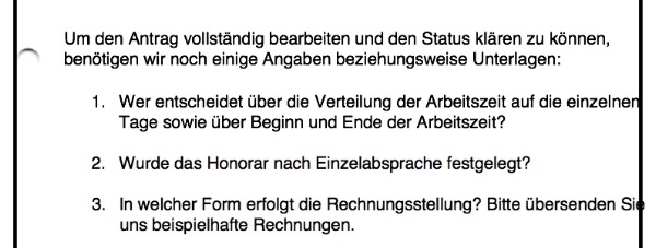 Beispiel für Fragen der DRV